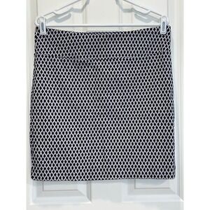 Margaret M Petites Navy Blue White Diamond Geometric Pull On Pencil Skirt XL/P